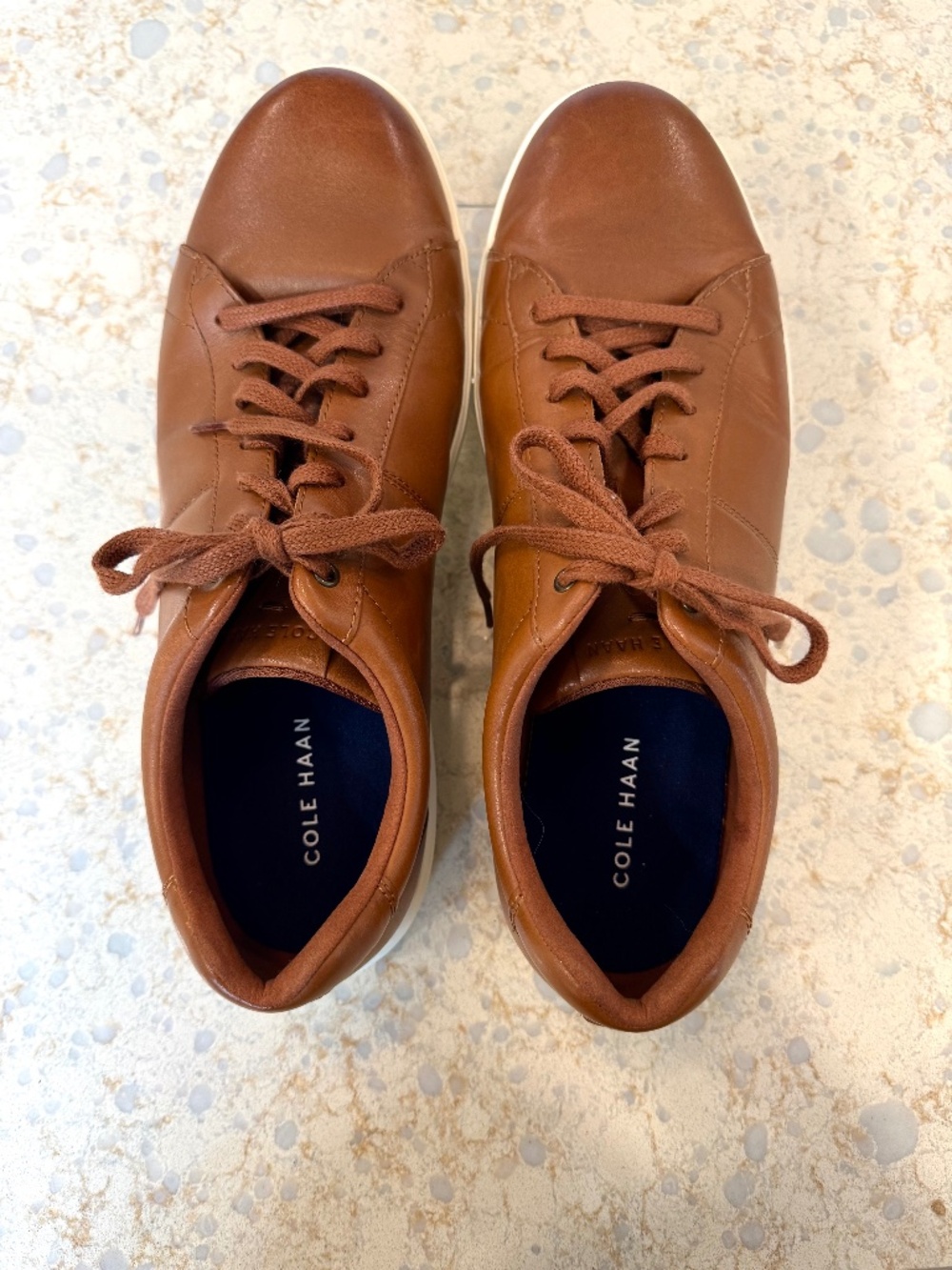 Men's Cole Haan Size 11.5M Cognac Leather Lace Up Sneakers, Arch Support - Picture 6 of 7
